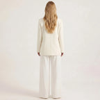 Women's Long Sleeve Blazer and Wide Leg Pants Suit Set