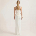 Women's Sleeveless Slim Fit White Maxi Dress