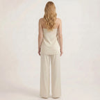 Women's Strapless Top and Wide Leg Pants Two-Piece Set